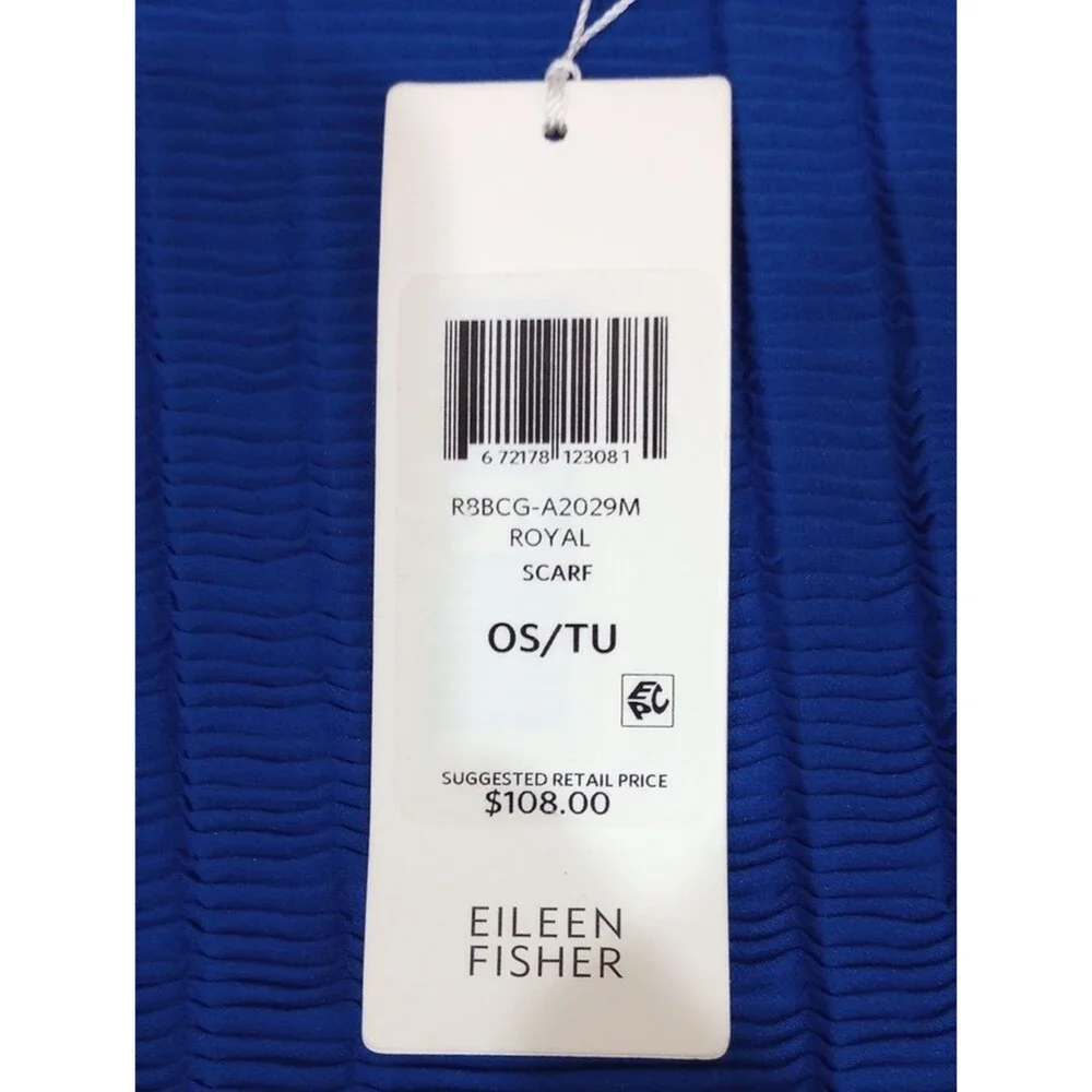 Eileen Fisher Royal Blue Pleated Scarf, NWT! $108